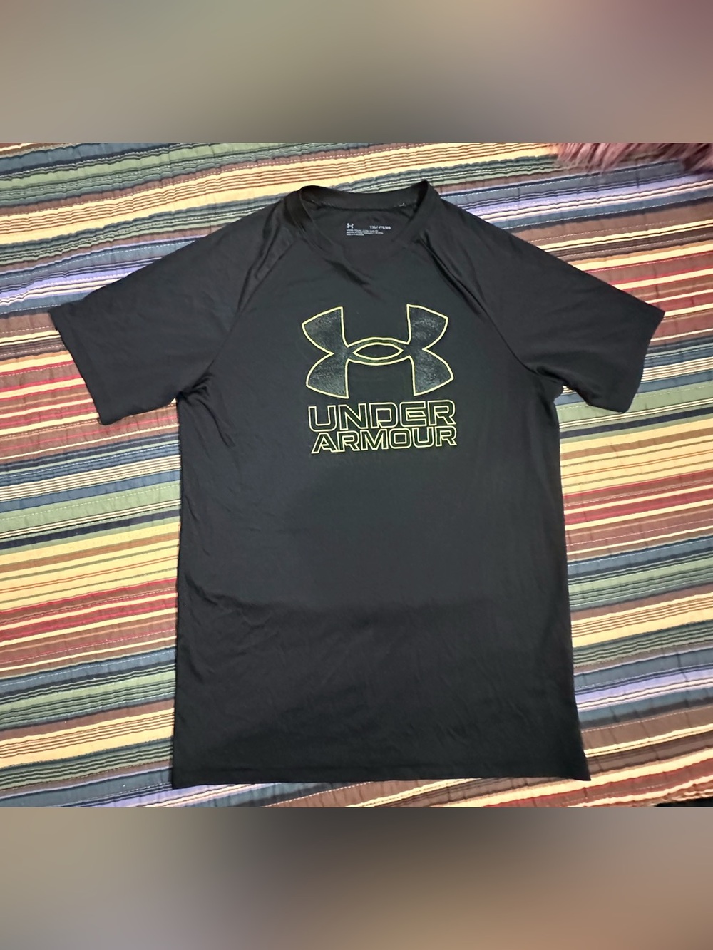 Under Armour Black Long Sleeve Tee with Neon Yellow-Green Logo